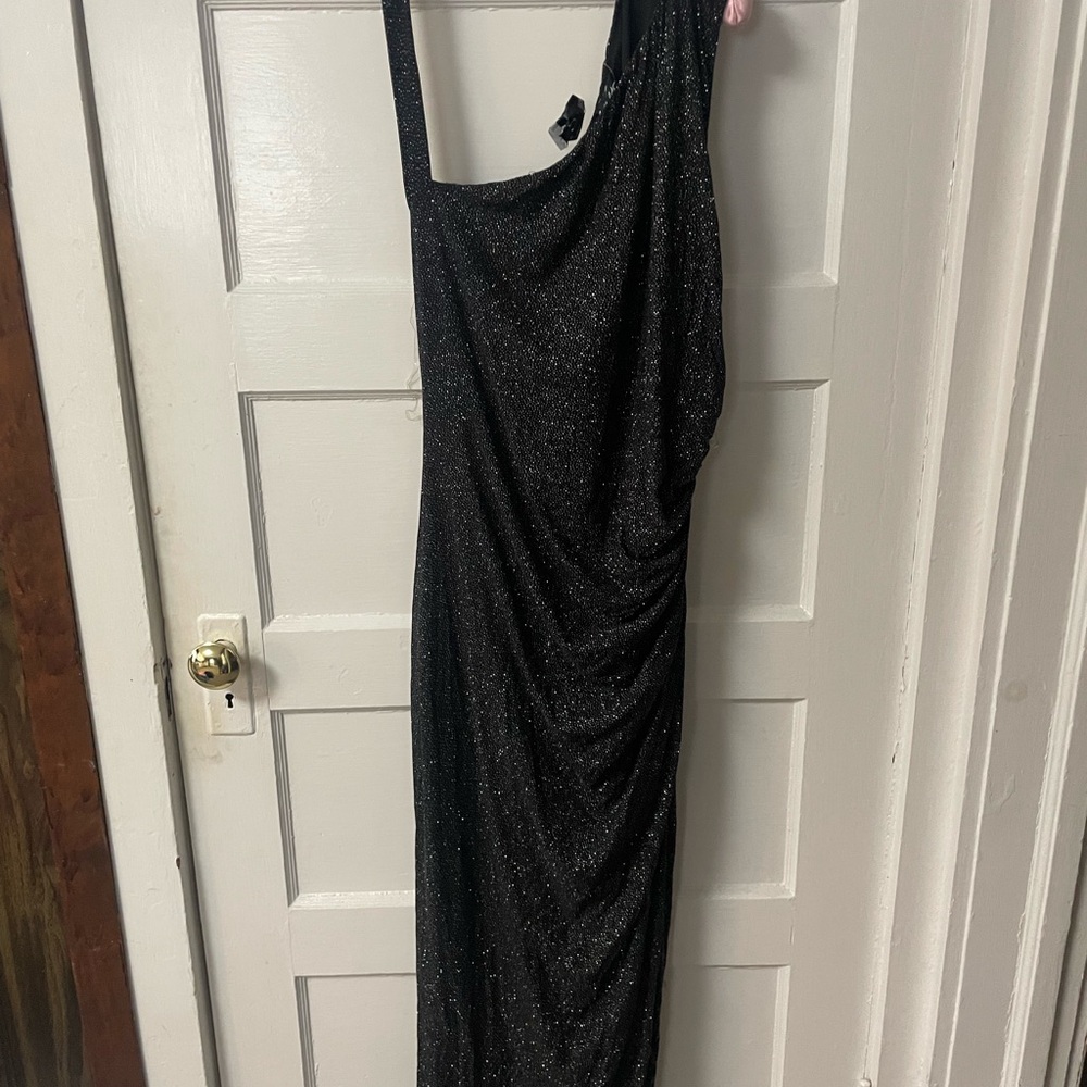 XOXO Black Glitter One Shoulder Dress